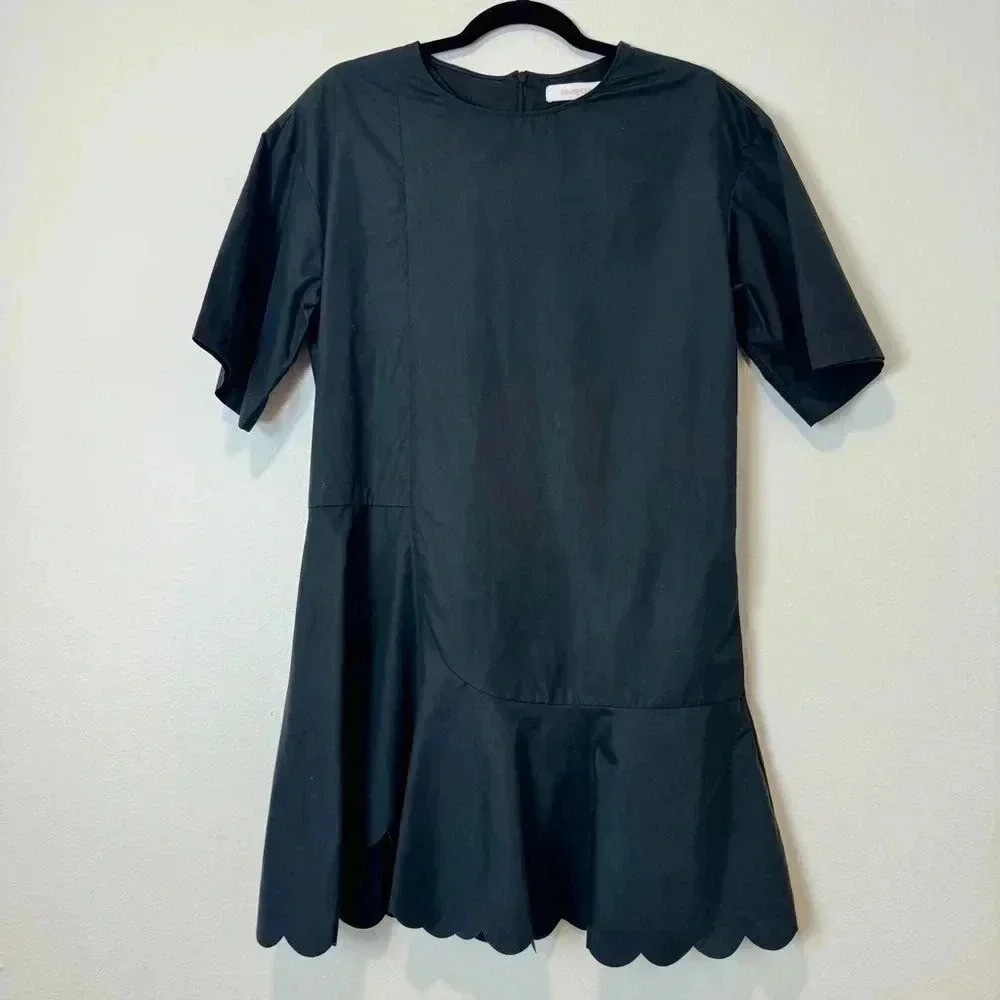 See by Chloe Minimalist Scallop Hem Shift Dress Modern Chic Casual 40 US 8